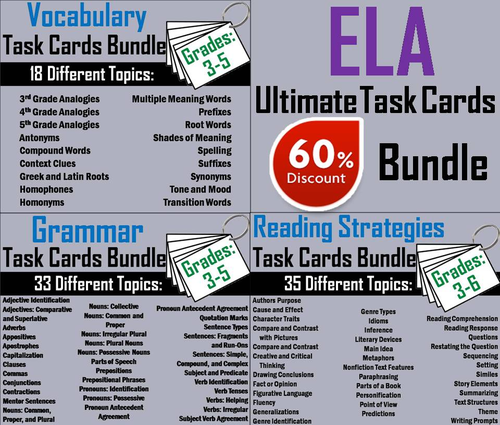 English Task Cards Bundle