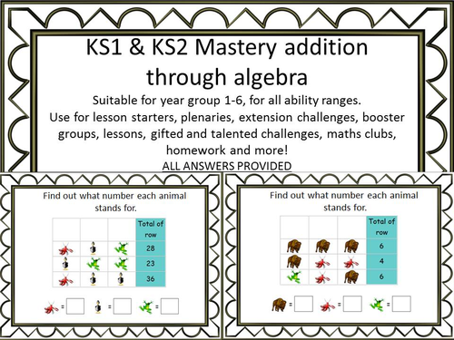 KS1 & KS2 Mastery maths addition (through algebra)