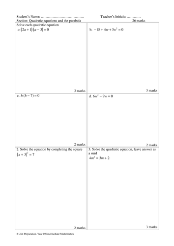 Quadratic Equations Parabola NSW Year 10 Mathematics (5.2)