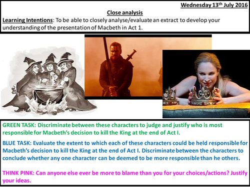 Close analysis of Macbeth extract fully differentiated