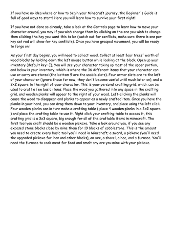 KS2 MINECRAFT THEMED PROOF-READING AND EDITING TASK