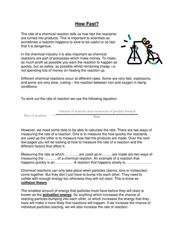 GCSE Chemistry Surface Area Worksheet Teaching Resources