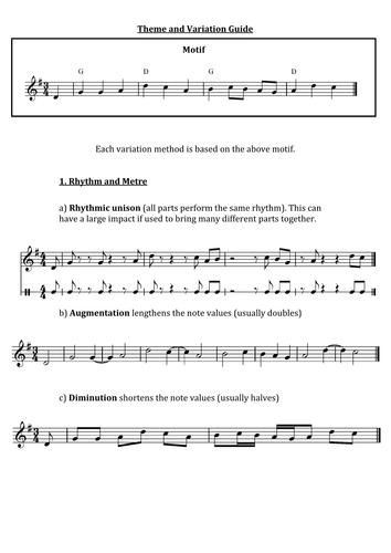 GCSE Theme and Variation Composition Support Guide