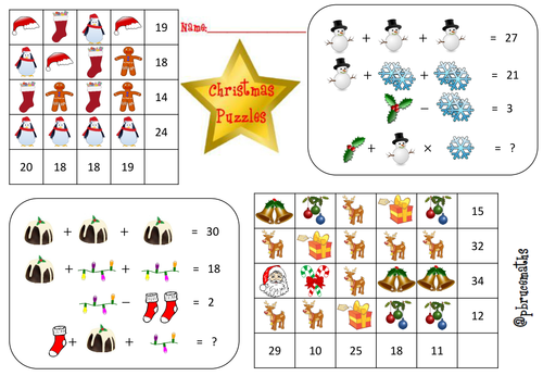 Christmas Algebra Puzzles