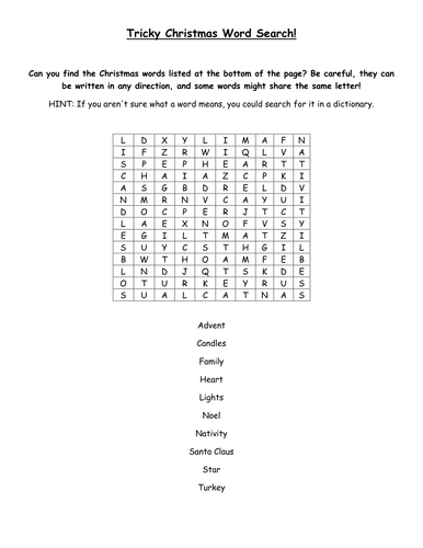 Christmas Word Searches (x2) - includes answers!