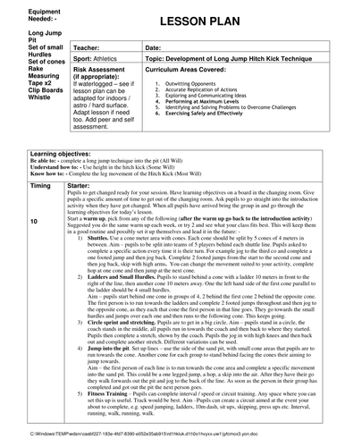 Year 7 Athletics Lesson Plans