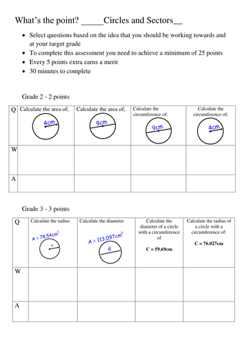 Area and Circumference of Circles and Sectors - Topic Review Worksheet + Answers