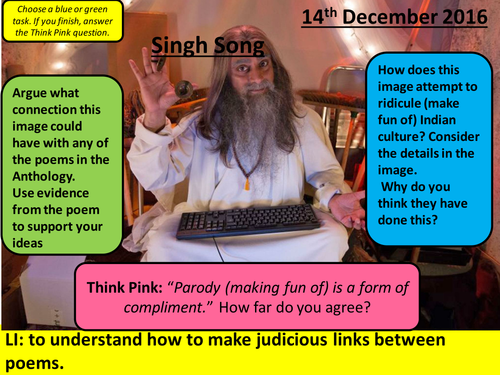 Singh Song Lesson - AQA Poetry - Love and Relationships Cluster