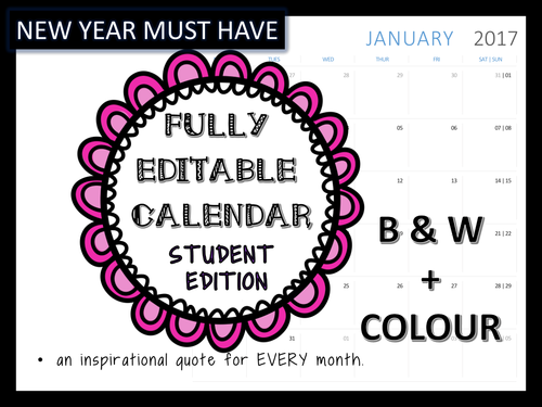 Student Calendar 2017