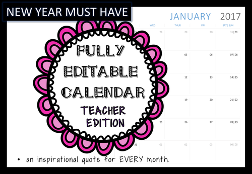Teacher Calendar 2017