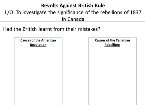 *Full Lesson* Lesson 2: Canada - Revolts against British Rule, 1837 (Edexcel A-Level History)