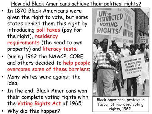 How did Black Americans achieve political equality by the 1960s?