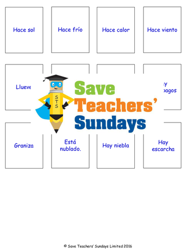 Weather in Spanish Lesson Plan, PowerPoint (with audio), Flashcards & Games