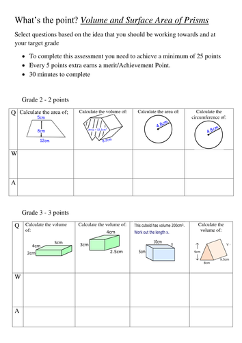 Volume And Surface Area Of Prisms Topic Review Worksheet Answers Teaching Resources