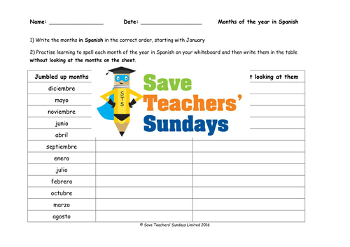 Spanish Months Lesson Plan, PowerPoint (with audio), Flashcards & Worksheet
