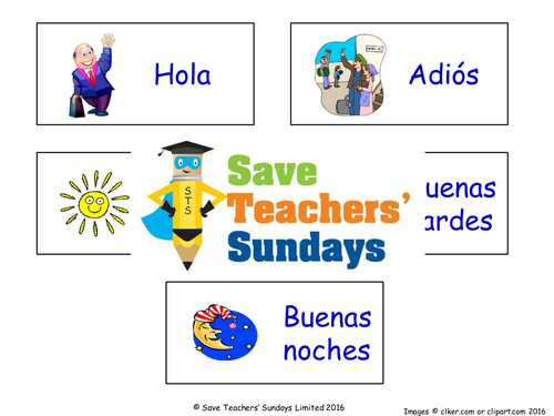 Spanish Greetings Lesson Plan, PowerPoint (with audio) and Flashcards
