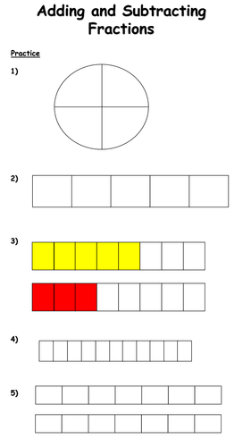 adding and subtracting fractions lesson same denominators teaching resources