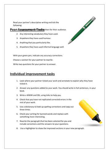 Peer Assessment and DIRT Tasks for Extended Writing