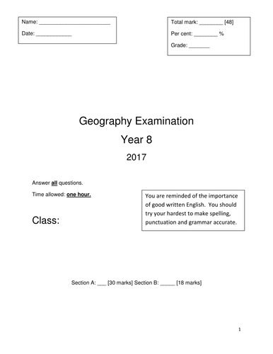 KS3 Geography population and development assessment