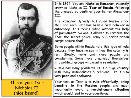 Be Tsar Nicholas II - what would you have done in his position?