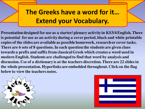 Extend Your Vocabulary, Greeks have a word for it..