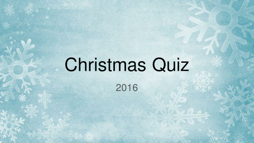 Christmas Quiz 2016
