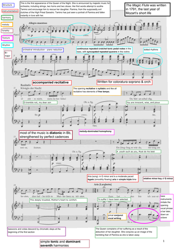 Mozart - The Magic Flute - EDEXCEL A level annotated and translated score