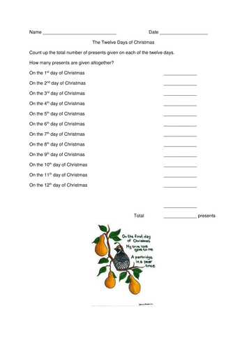 12 Days of Christmas maths