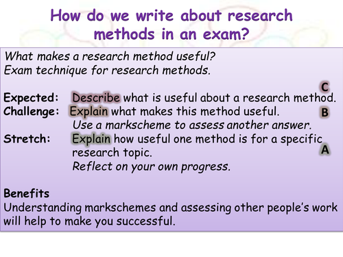 Research methods exam Qs, models, markscheme | Teaching Resources