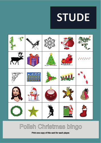 Wesolych Swiat - Polish Christmas bingo