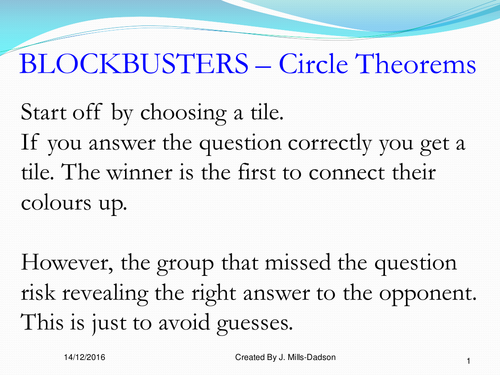 Interactive game on Circle Theorems