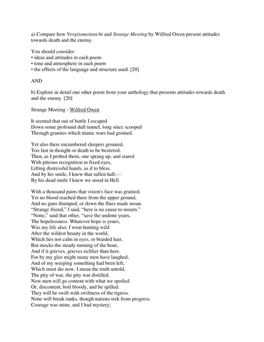 OCR GCSE (Eng Lit 9-1) Conflict poetry comparison