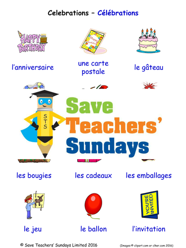 Celebrations in French Worksheets, Games, Activities and Flash Cards (with audio)