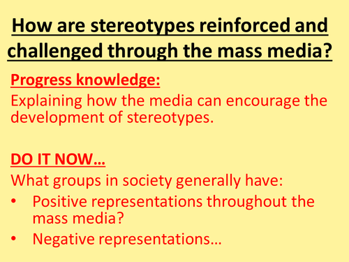 AQA GCSE Sociology - Mass media - Stereotypes