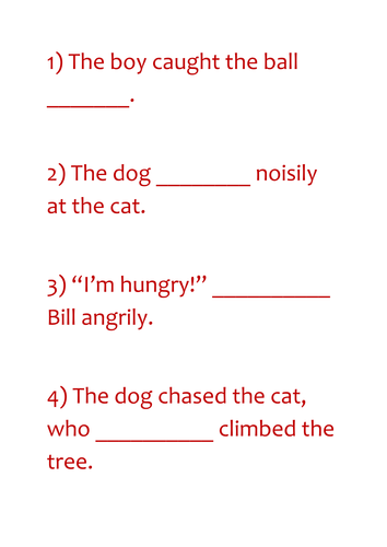 Choosing Appropriate Verbs and Adverbs Sentences