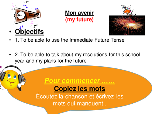 The Immediate Future Tense and resolutions for the New Year !