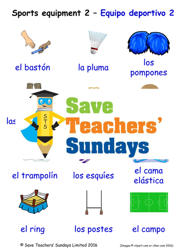 Sports Equipment in Spanish Worksheets, Games, Activities and Flash Cards (with audio) (2)