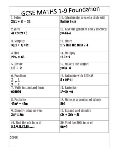 KEY SKILLS NEW GCSE 1-9 Mathematics