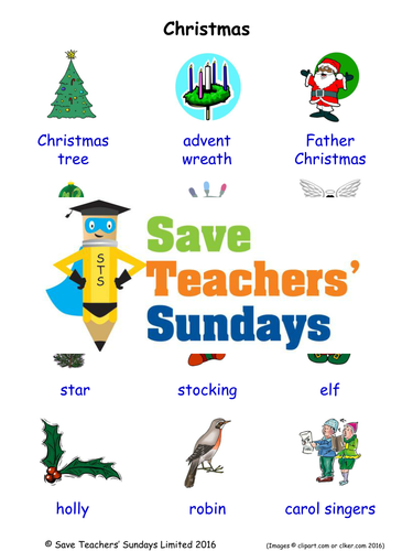 Christmas EAL/ESL Worksheets, Games, Activities and Flash Cards (with audio)