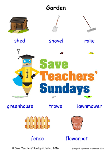 Gardens EAL/ESL Worksheets, Games, Activities and Flash Cards (with audio)