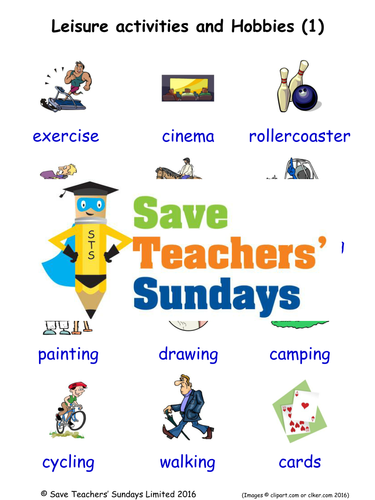 leisure activities and hobbies eal esl worksheets games activities and flash cards with audio 1 teaching resources