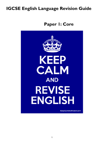 IGCSE English Language Revision Guide Paper 1 +2- Cambridge