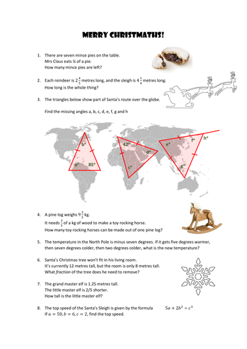 Merry Christmaths (simple xmas themed maths problems)