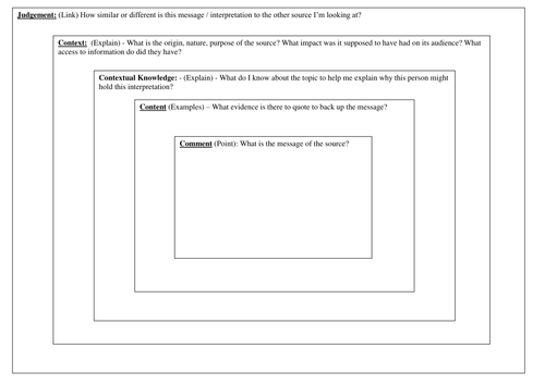 Analysing Historical Interpretations using a Thinking Skills Graphic Organiser