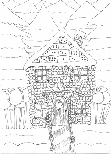 Gingerbread House Christmas Colouring Page