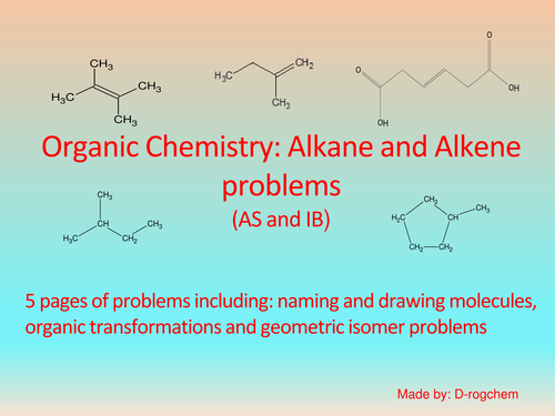 Organic Chemistry: Alkane and Alkenes- draw and/or name (5 pages) for AS and IB students