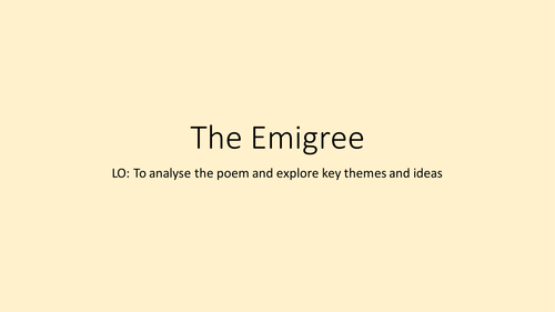 The Emigree - Poetry analysis