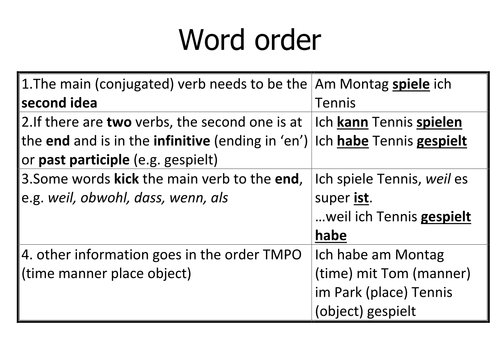 German word order rules