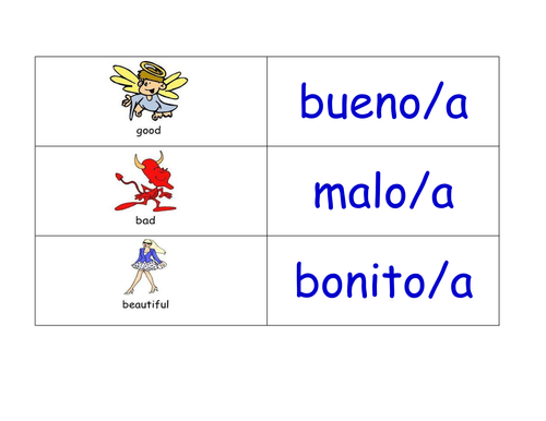 Adjectives in Spanish Flashcards (216 Spanish Adjectives Flash cards)
