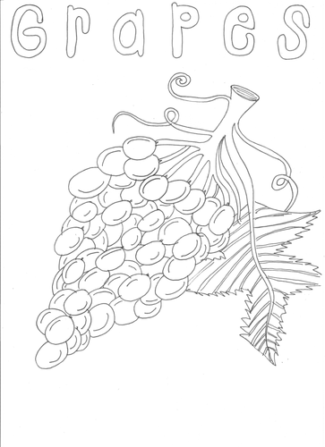 Fruit: Grapes Colouring Page